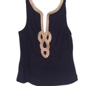 Lily Pulitzer navy and gold top